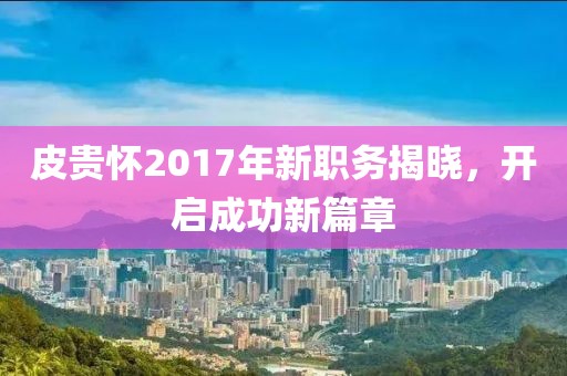 皮貴懷2017年新職務(wù)揭曉，開啟成功新篇章