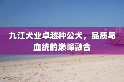 九江犬業(yè)卓越種公犬，品質(zhì)與血統(tǒng)的巔峰融合