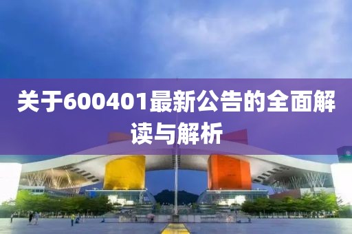關于600401最新公告的全面解讀與解析