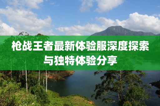 槍?xiě)?zhàn)王者最新體驗(yàn)服深度探索與獨(dú)特體驗(yàn)分享